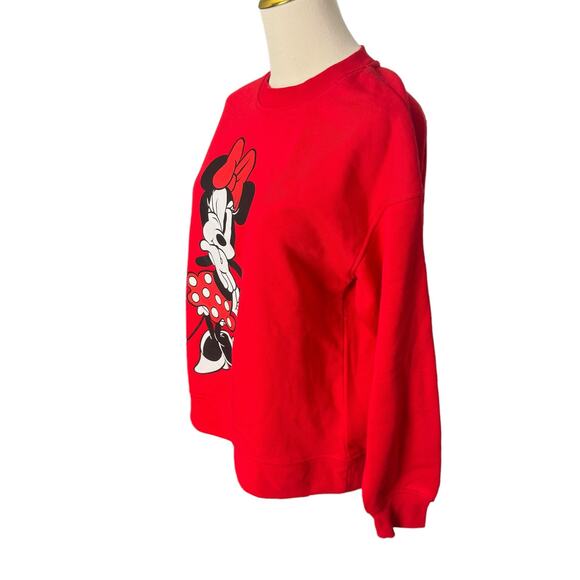 Disney Authentic Minnie Mouse Vintage Graphic Crewneck Sweatshirt Red Streetwear - Picture 4 of 12